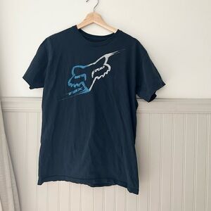 Y2K Fox Racing Men's Medium Navy Blue Logo T-Shirt